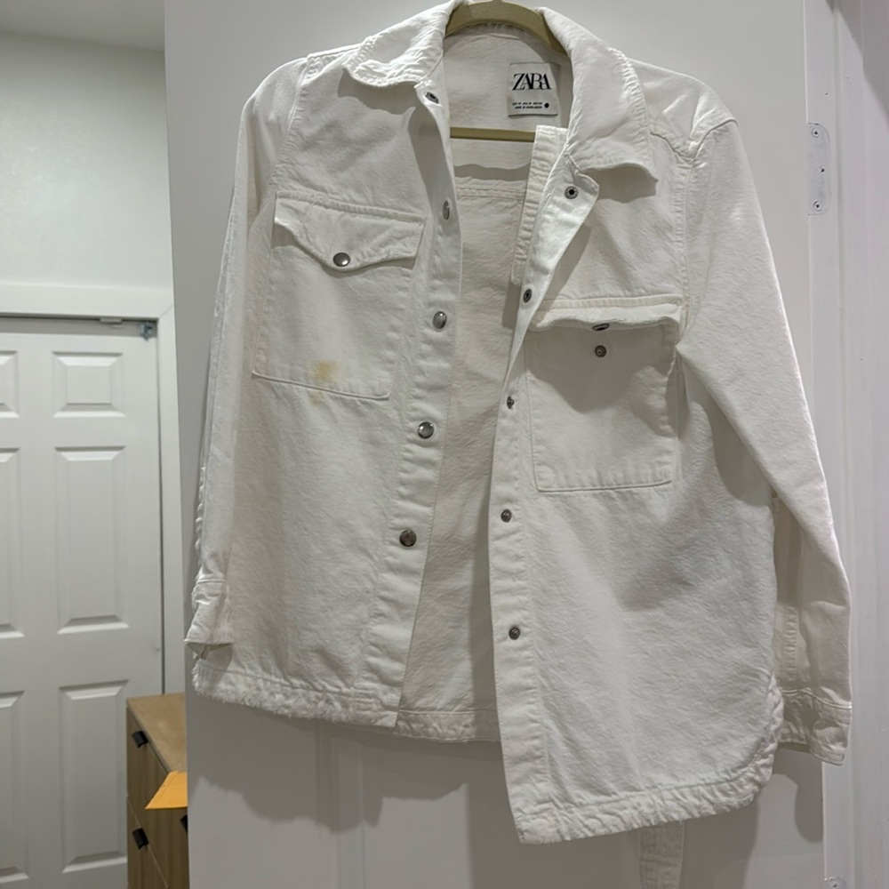 Zara oversize denim jacket with silver buttons